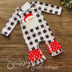Buffalo Plaid Santa Flare-Leg Jumpsuit