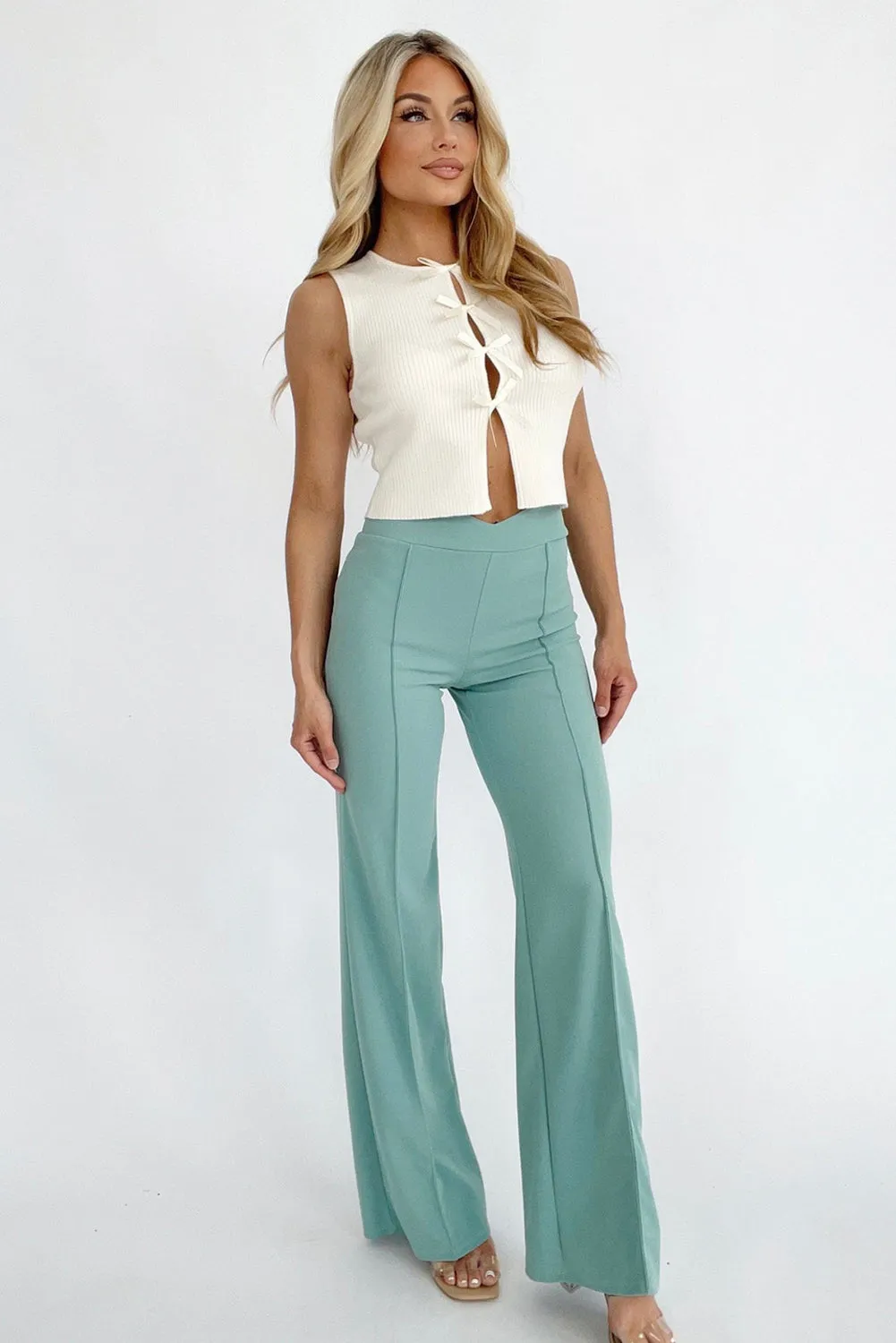 Canton High Rise Arched Waist Central Seam Straight Leg Pants