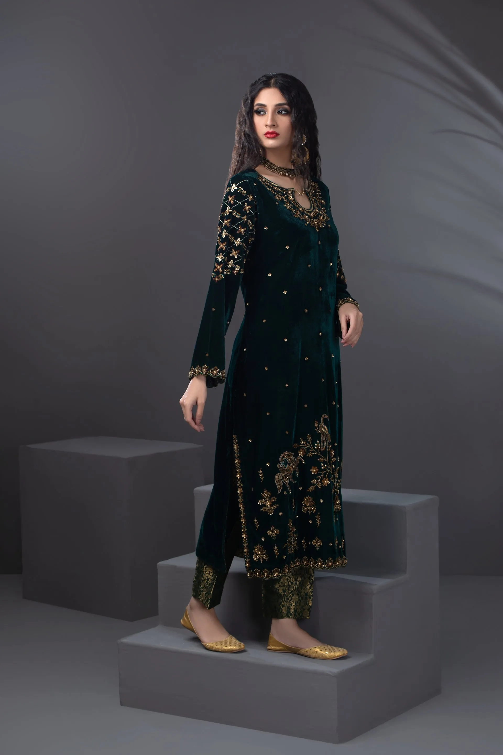 Carmella Embroidered Shirt With Pants & Dupatta 3-Piece Stitched