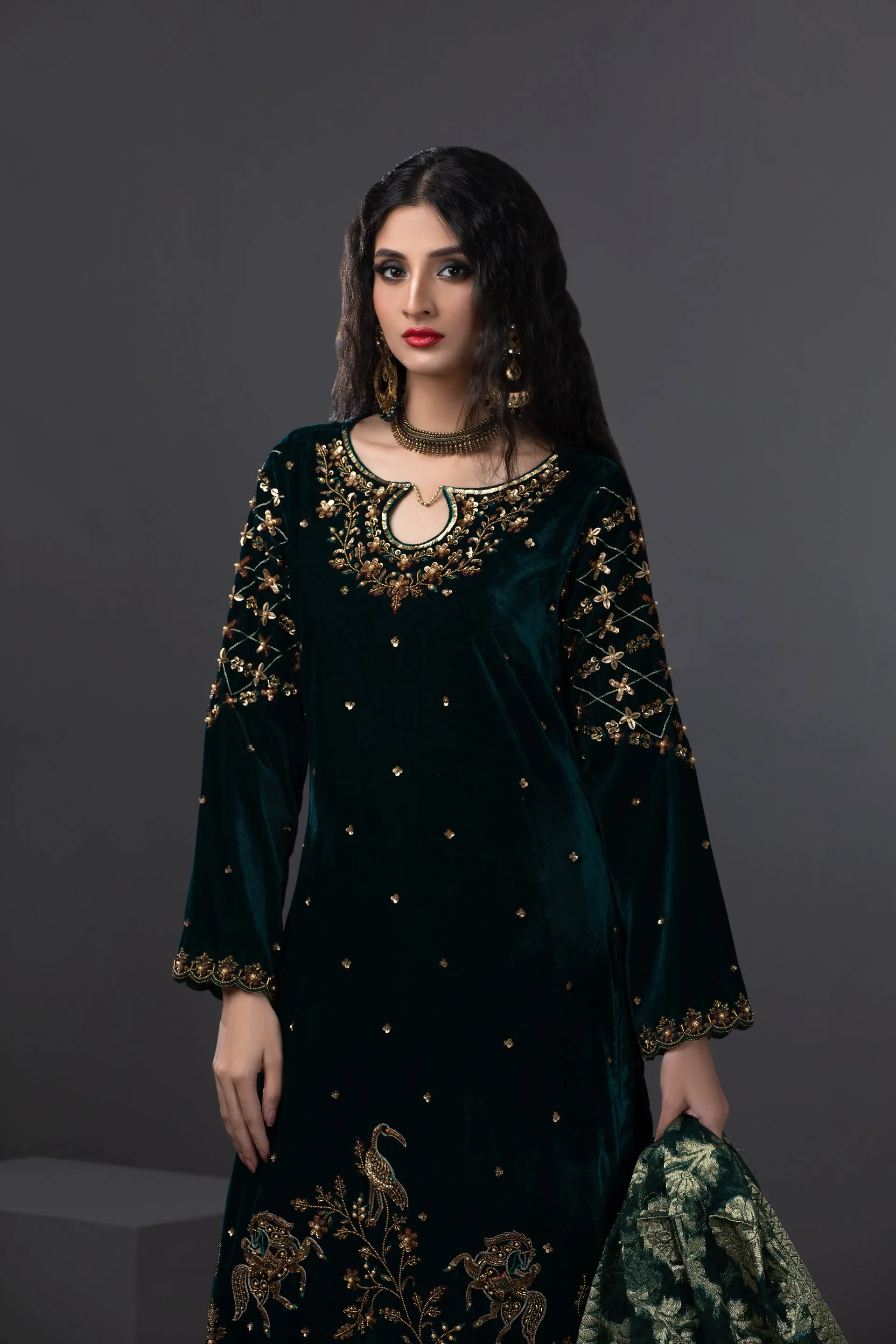 Carmella Embroidered Shirt With Pants & Dupatta 3-Piece Stitched