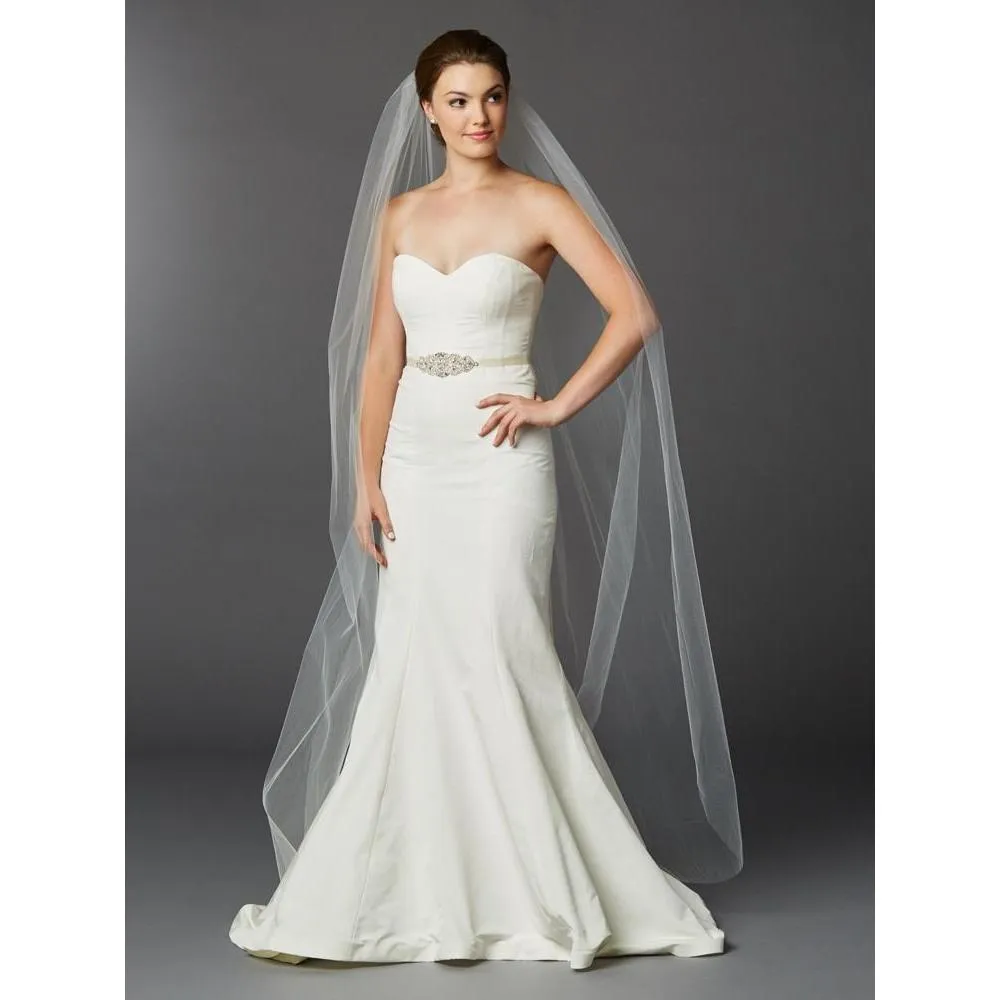 Chapel or Floor Length Single Layer Cut Edge Veil