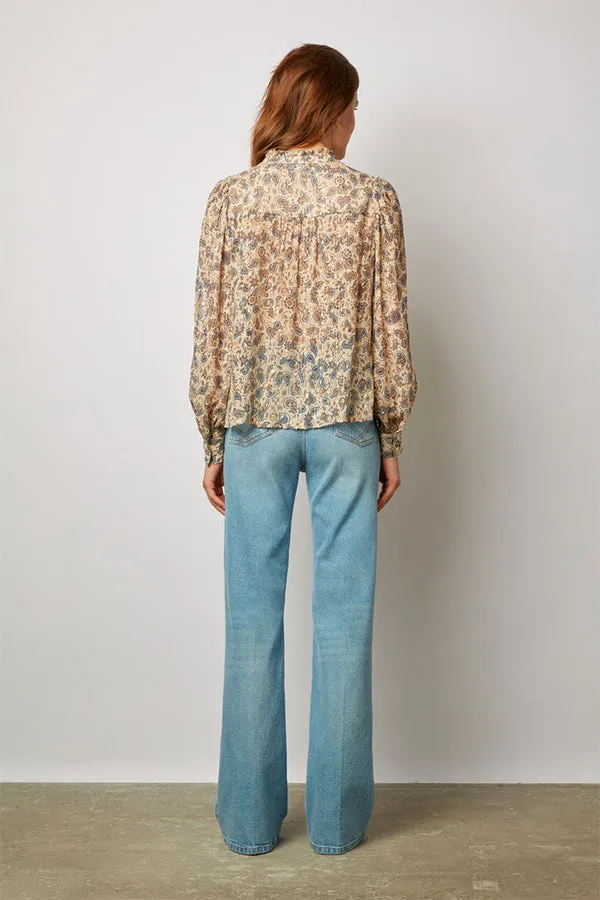 CLARISSE LUREX THREAD PAISLEY PRINT BLOUSE