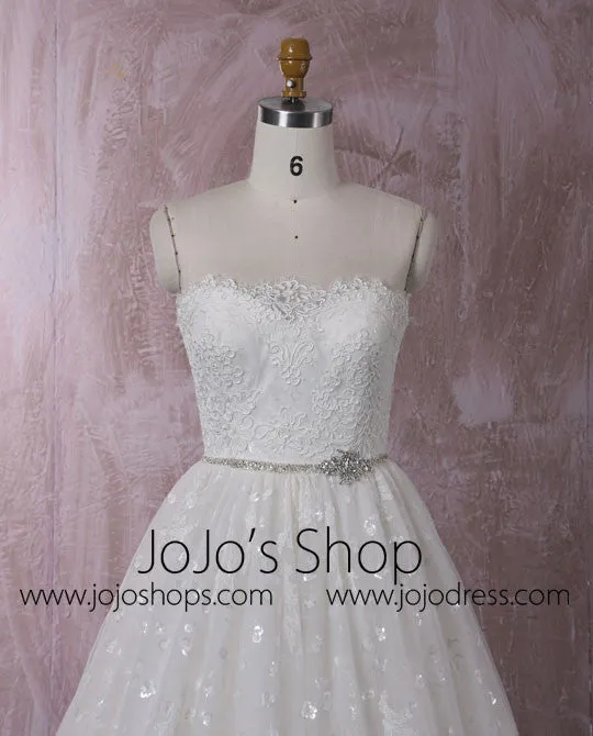 Classic French Alencon Lace Ball Gown Wedding Dress | QT85205
