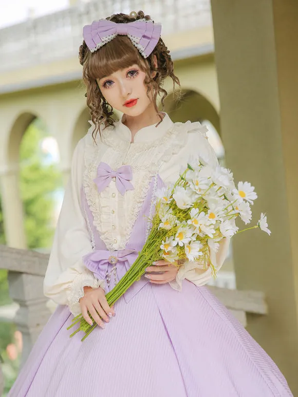 Classic Lolita Blouses Lolita Top Ecru White Long Sleeves Lace Ruffles Lolita Shirt