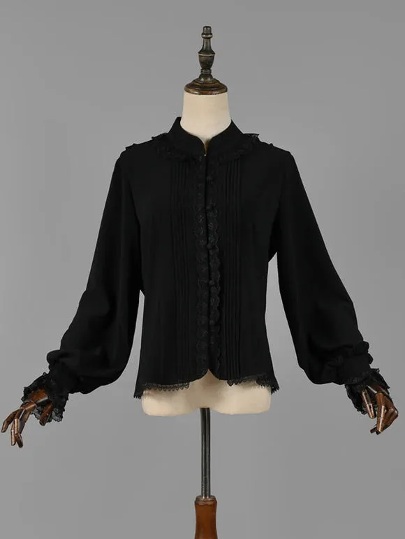 Classic Lolita Blouses Lolita Top Ecru White Long Sleeves Lace Ruffles Lolita Shirt