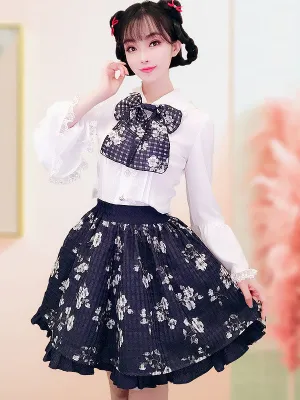 Classic Lolita Shirt Lace Ruffle Pleated White Lolita Blouse