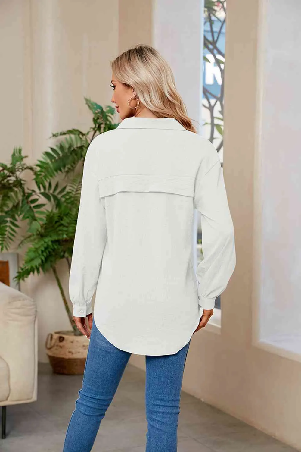 Collared Neck Buttoned Long Sleeve Shirt (4 Colors)