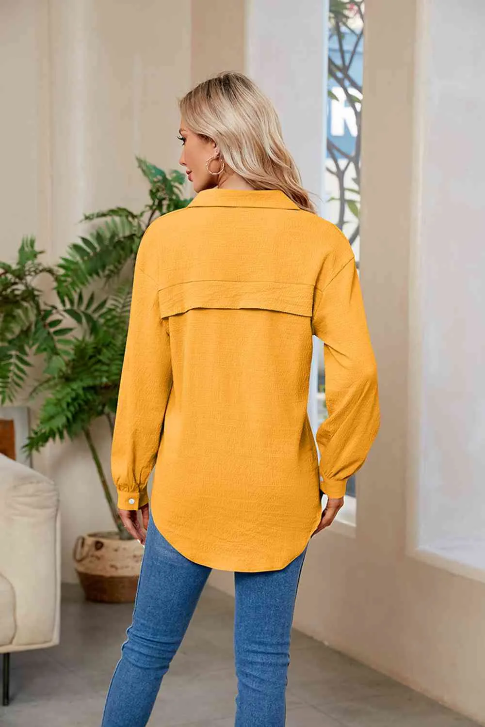 Collared Neck Buttoned Long Sleeve Shirt (4 Colors)