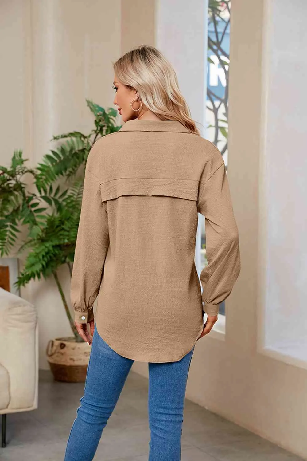 Collared Neck Buttoned Long Sleeve Shirt (4 Colors)