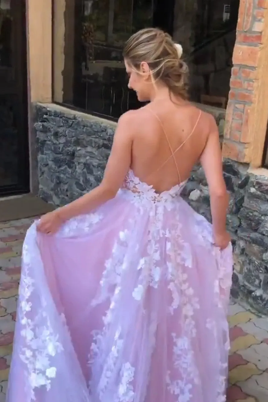 Color Block Lace Floral Bridal Gown Dress with V-neckline