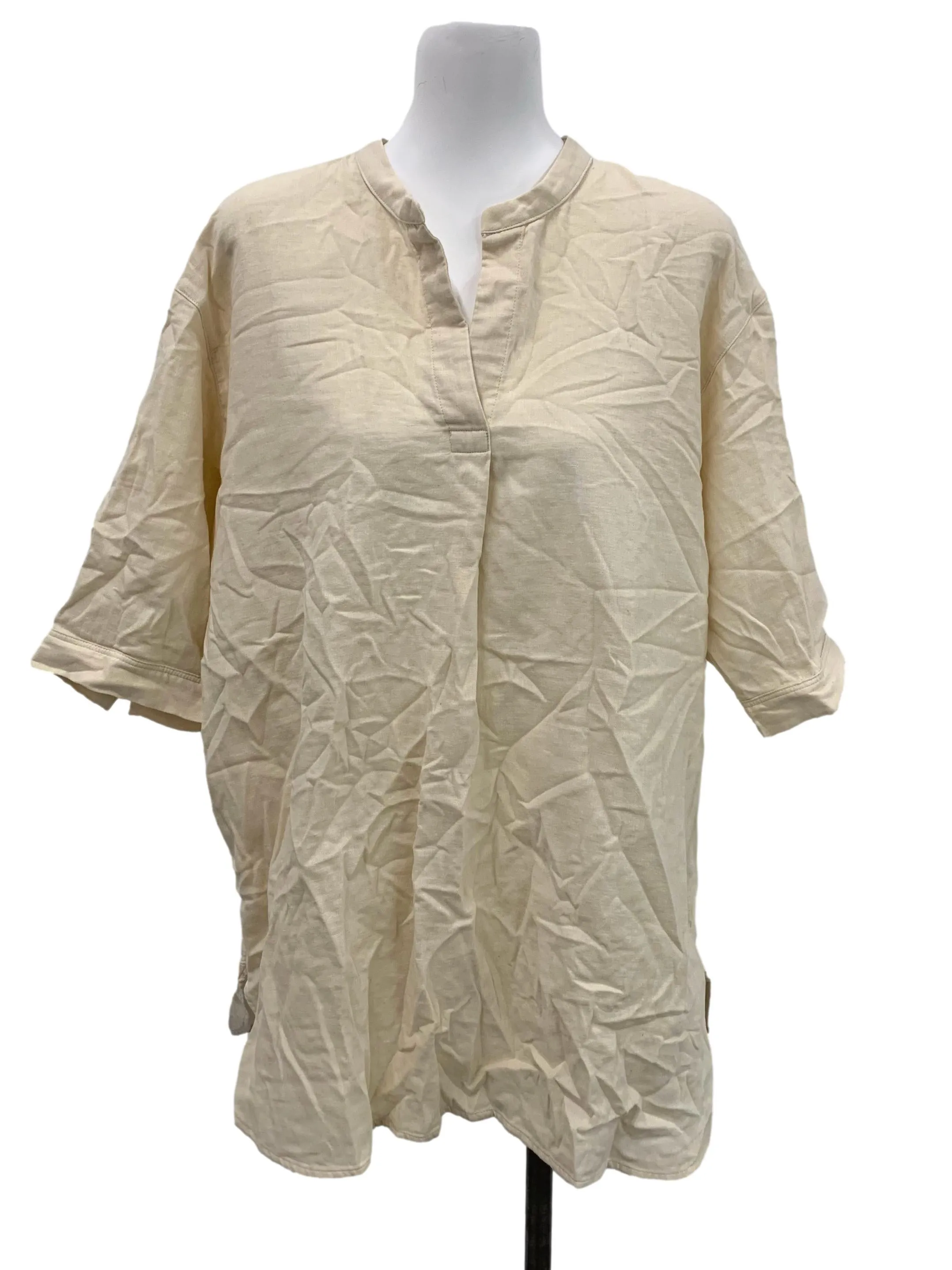 Cream V Neck Blouse