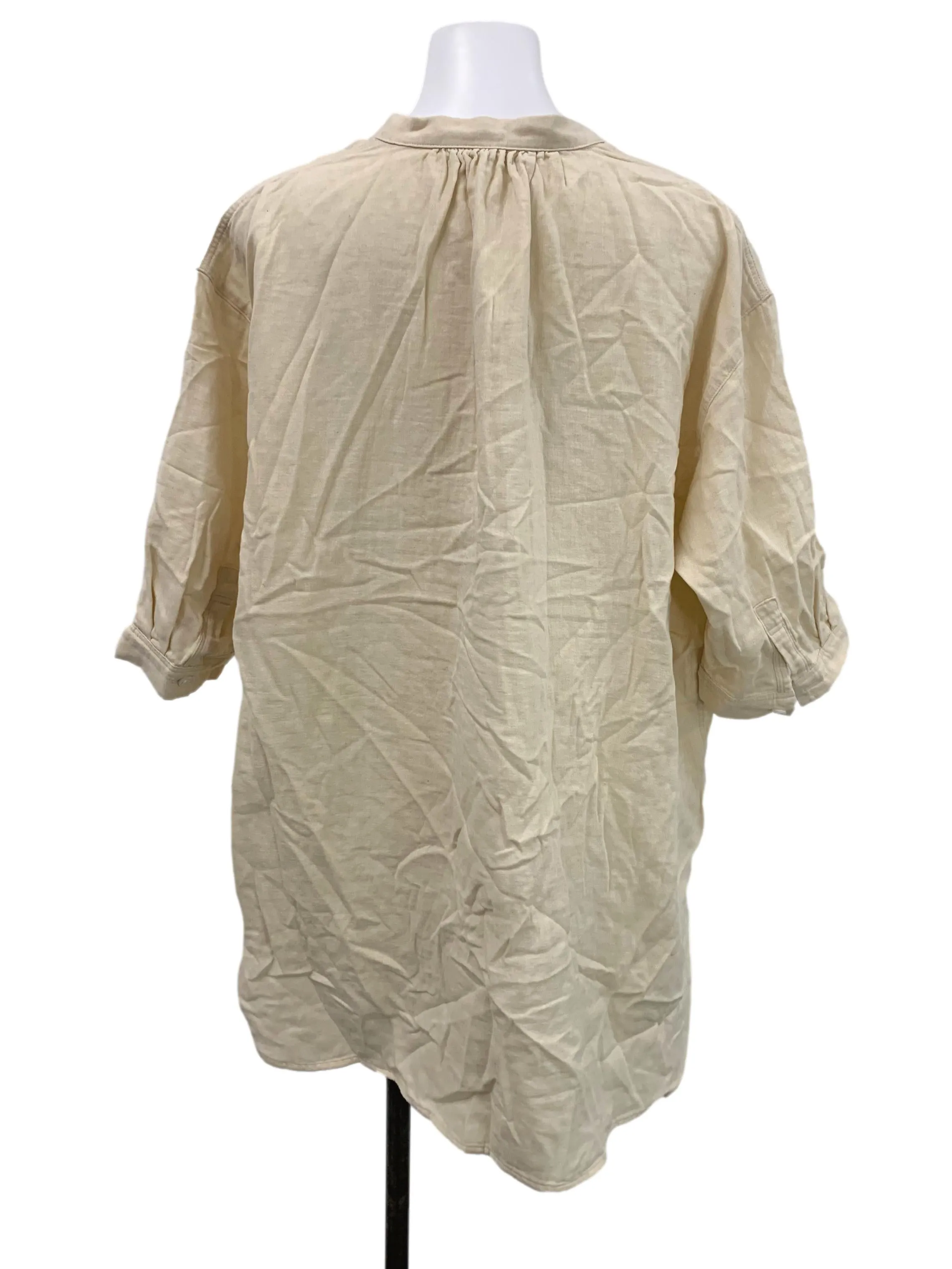 Cream V Neck Blouse