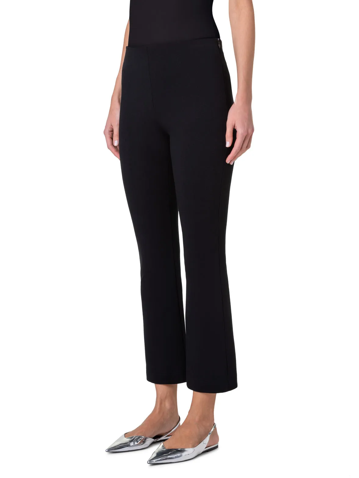 Cropped Slight Bootcut Pants with Elastic Waist