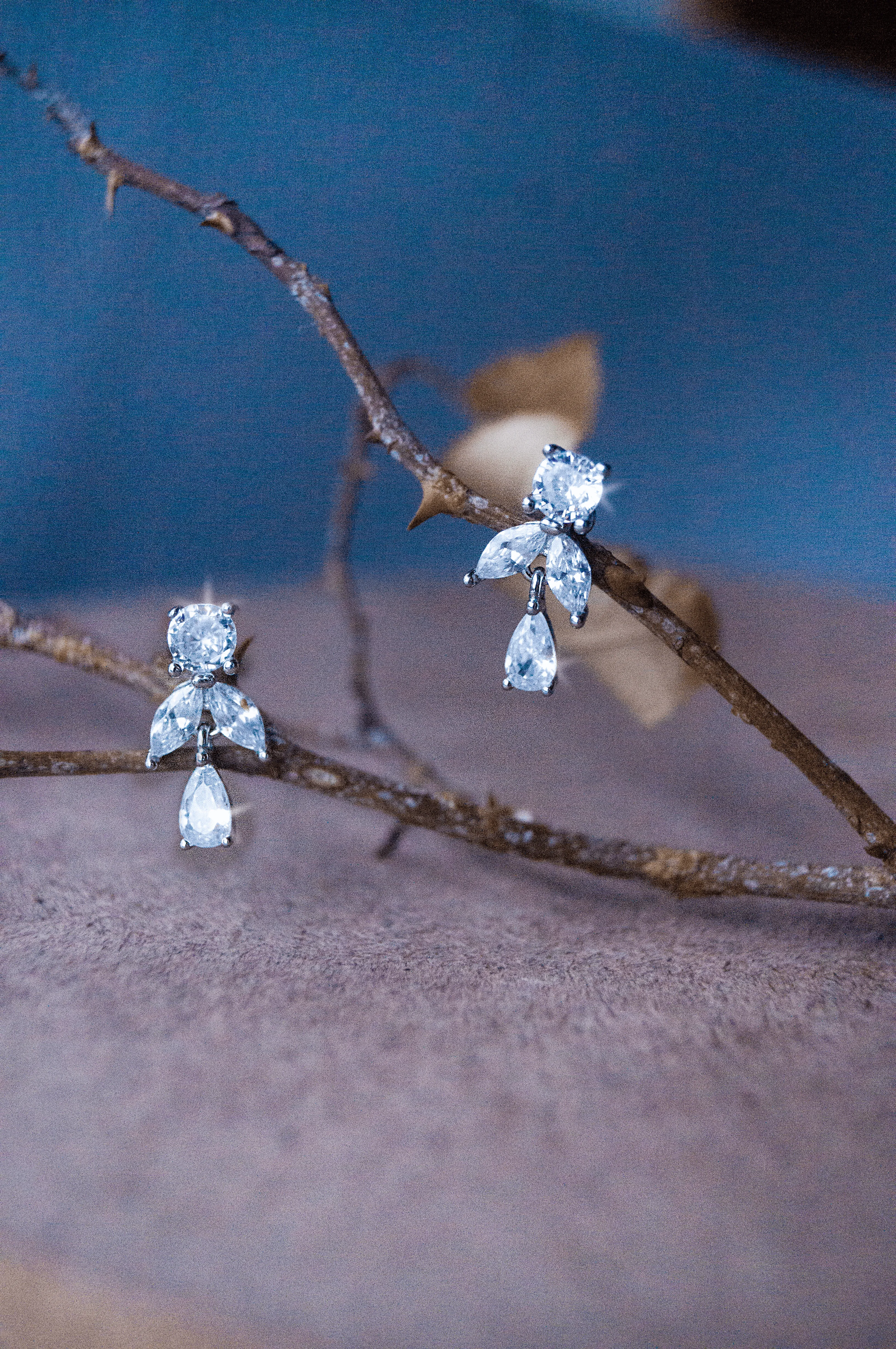 Dainty Twinkle Rose Gold Plated Sterling Silver Drop Earrings