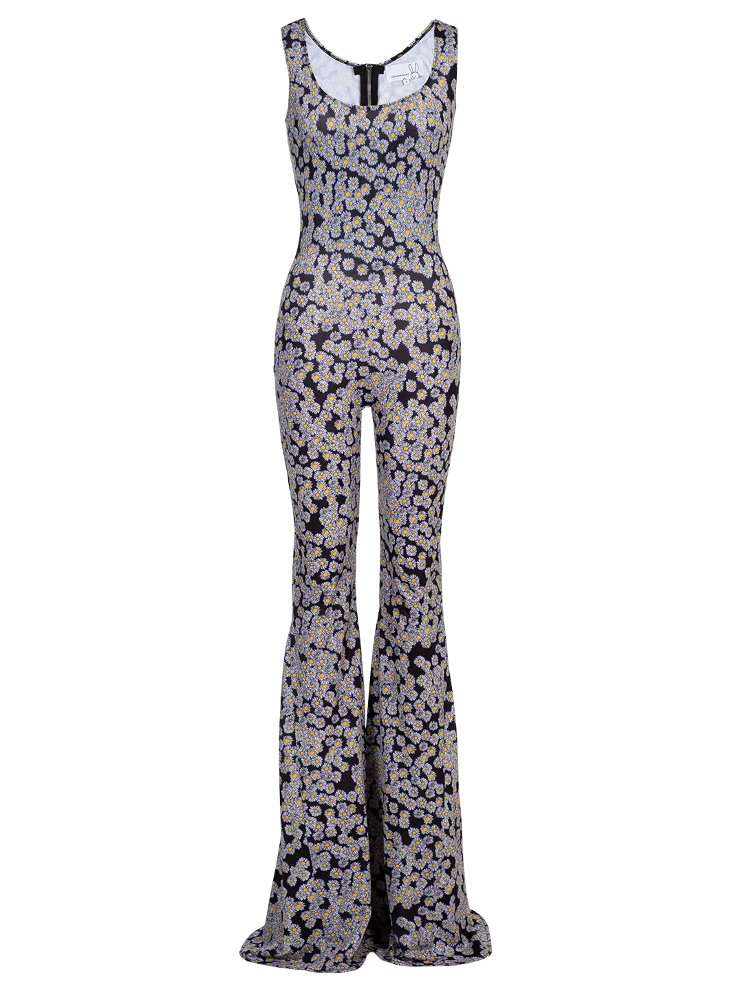 Daisy-print Flared-leg Jersey Jumpsuit