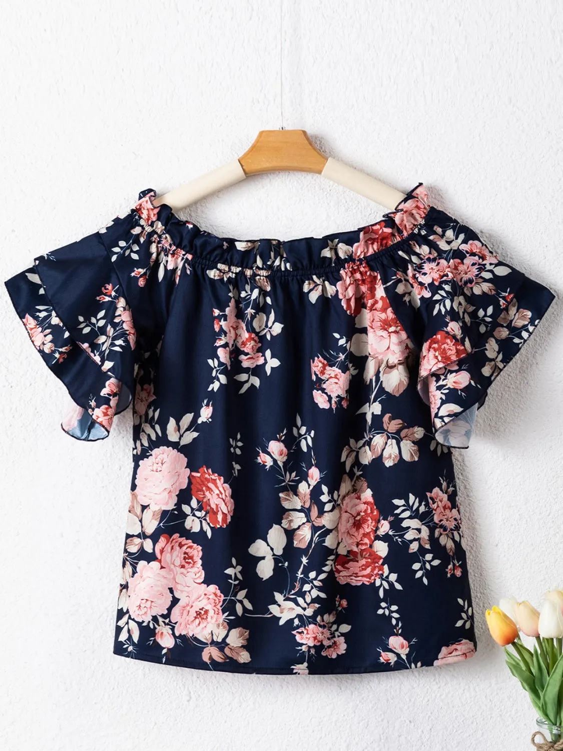 Dani Printed Off-Shoulder Floral Sleeve Blouse - Online Exclusive