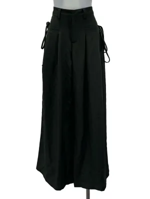 Dark Grey Side Tie Straight Pants