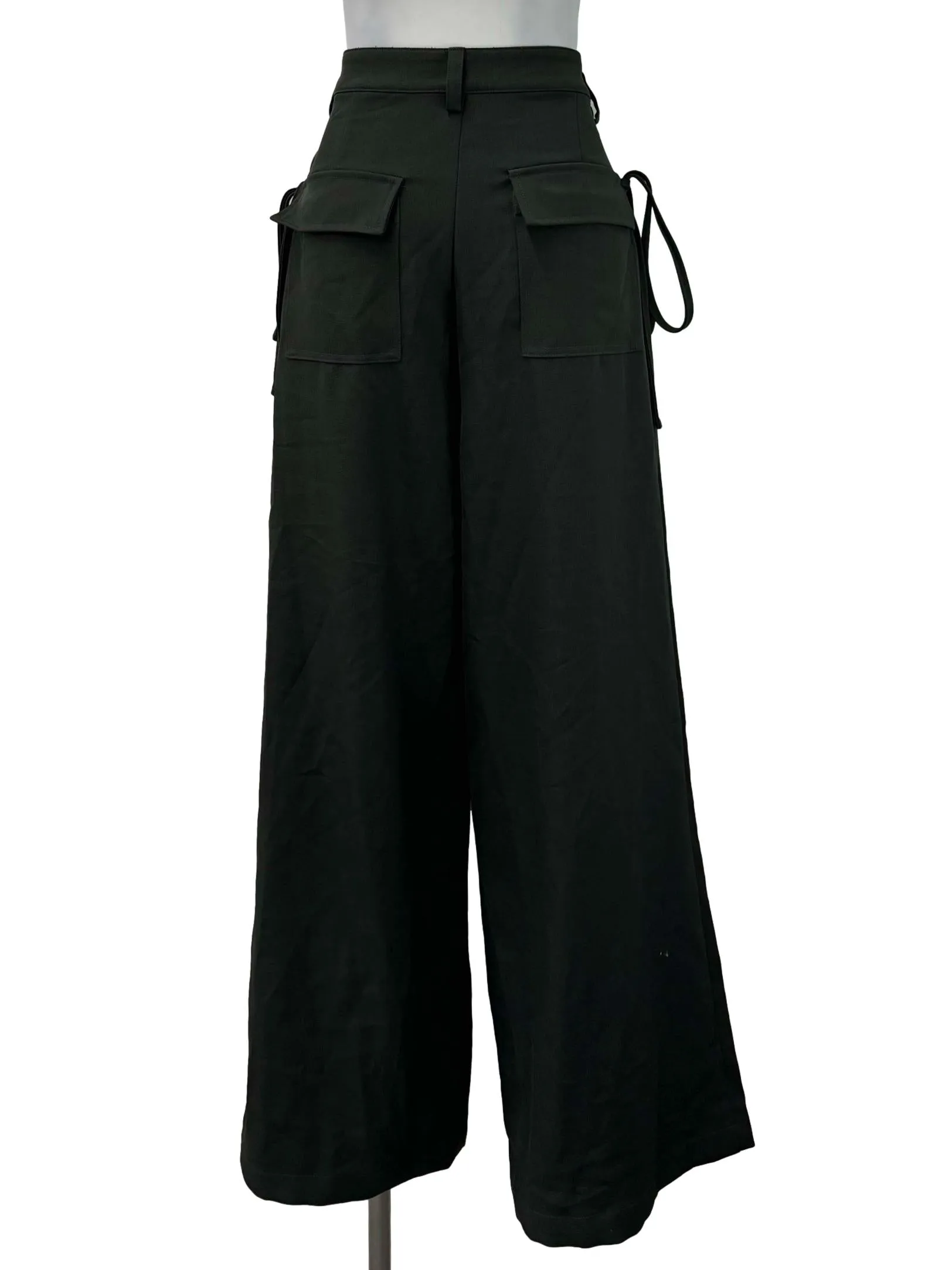 Dark Grey Side Tie Straight Pants