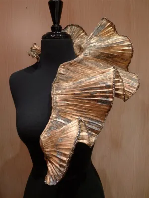 Dassious Pleated Collar Necklace with Crystal Edging