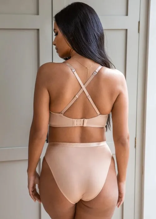 Definitions Plunge Push Up Low Back Multi Bra In Sand - Pour Moi