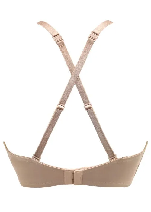 Definitions Plunge Push Up Low Back Multi Bra In Sand - Pour Moi