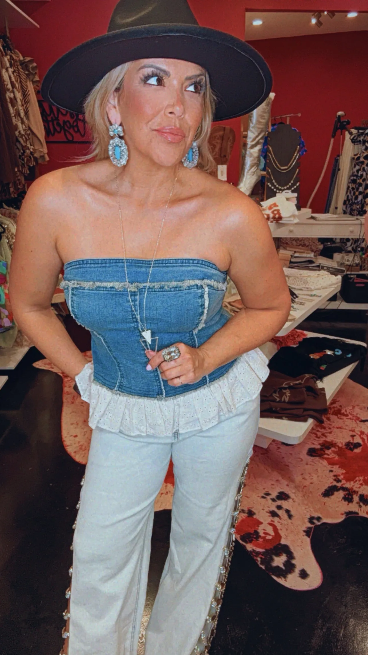Denim Top Lace
