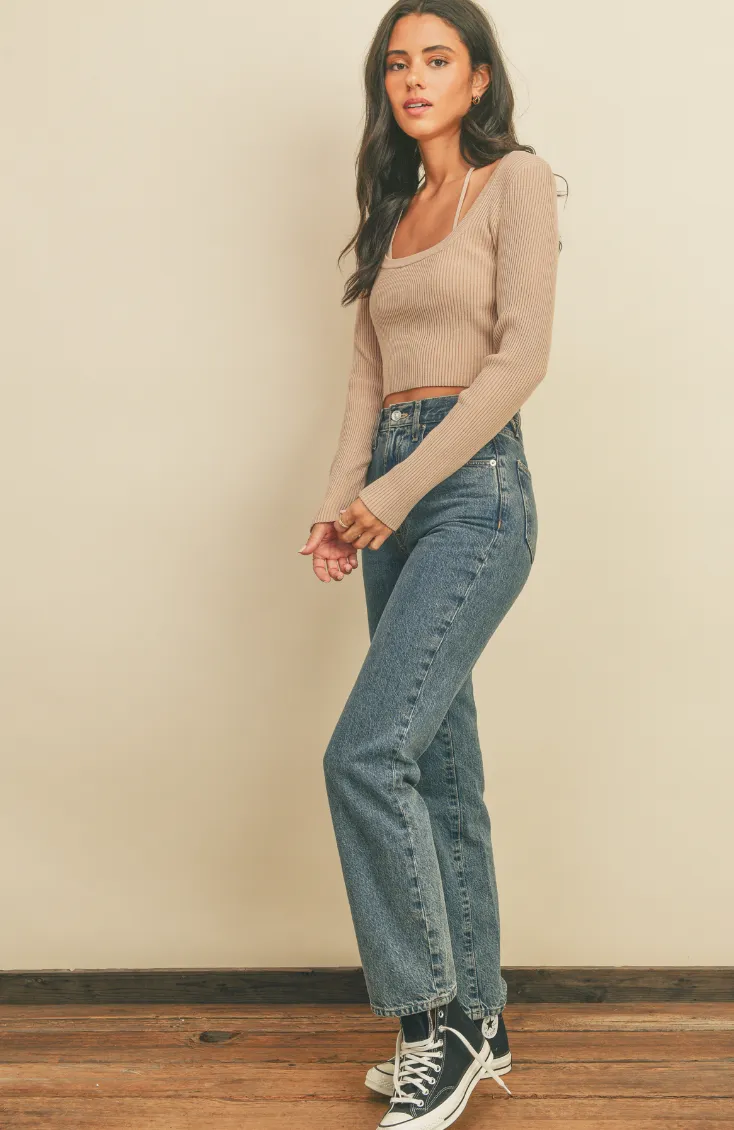 Double Trouble Cropped Sweater Top