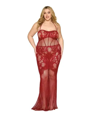 Dreamgirl Bodystocking Gown - One Size Queen - Red