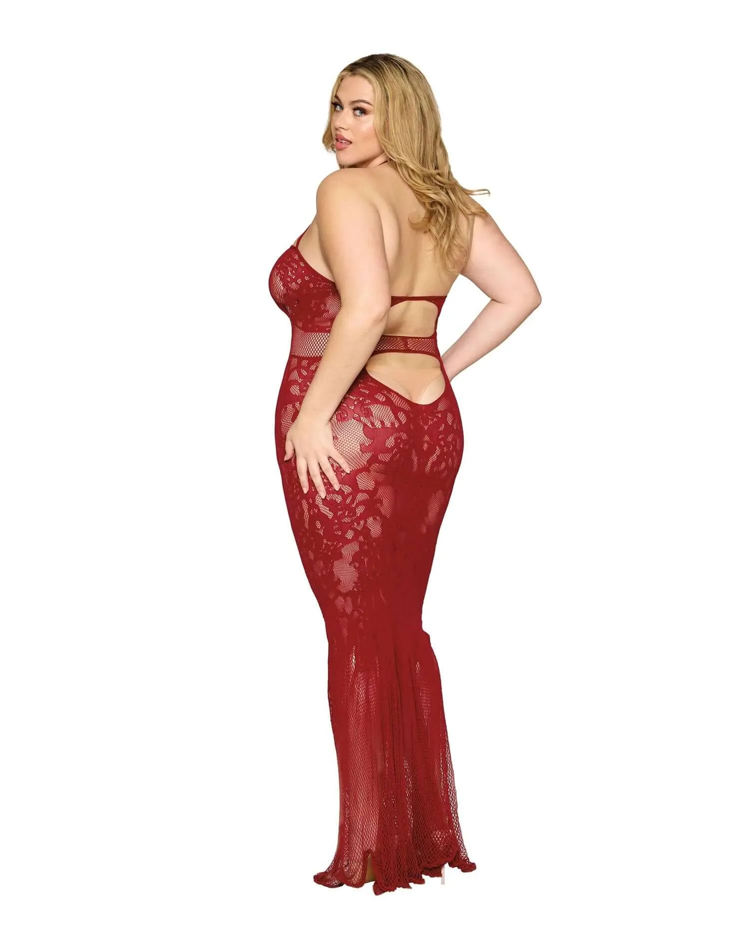 Dreamgirl Bodystocking Gown - One Size Queen - Red