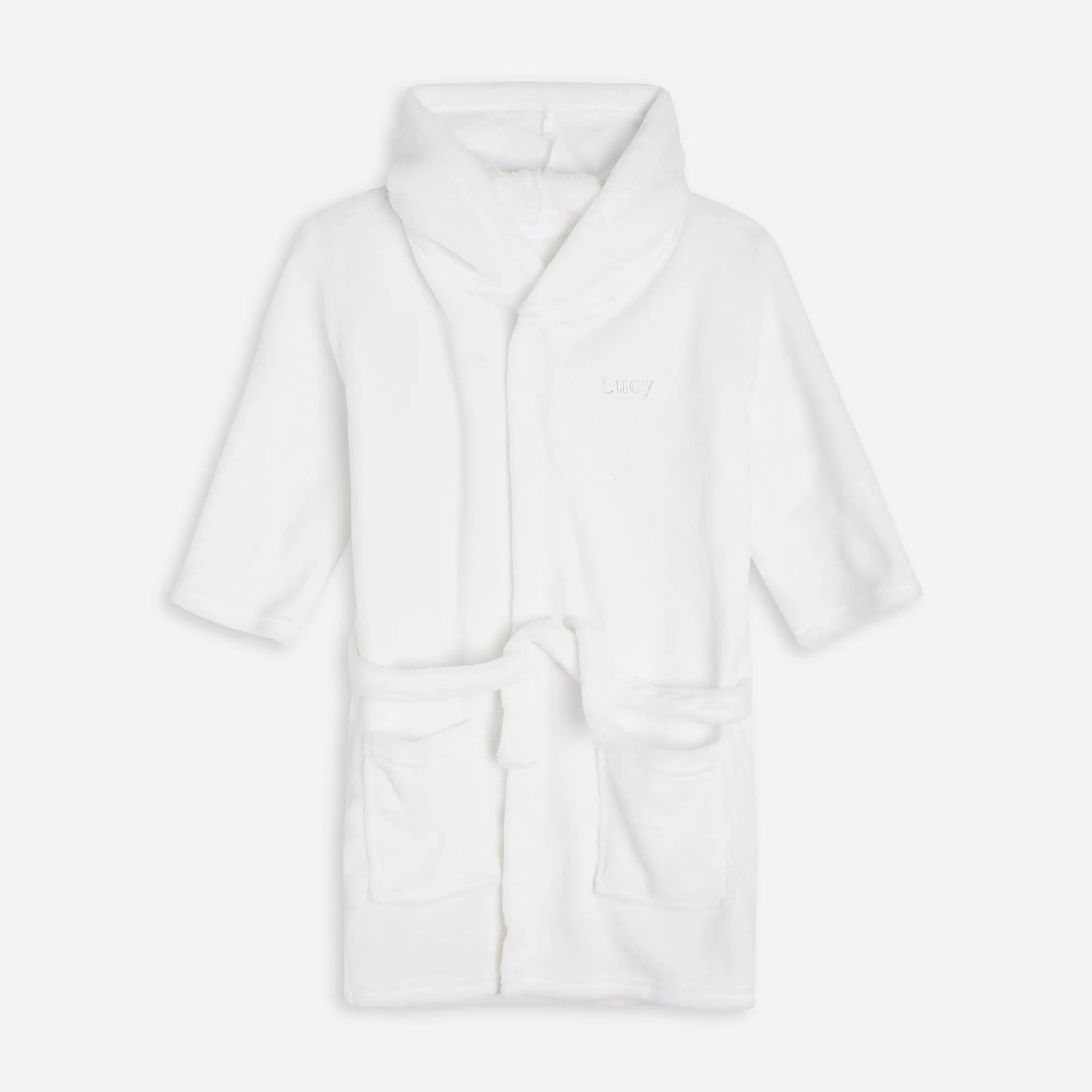 Embroidered White Classic Dressing Gown