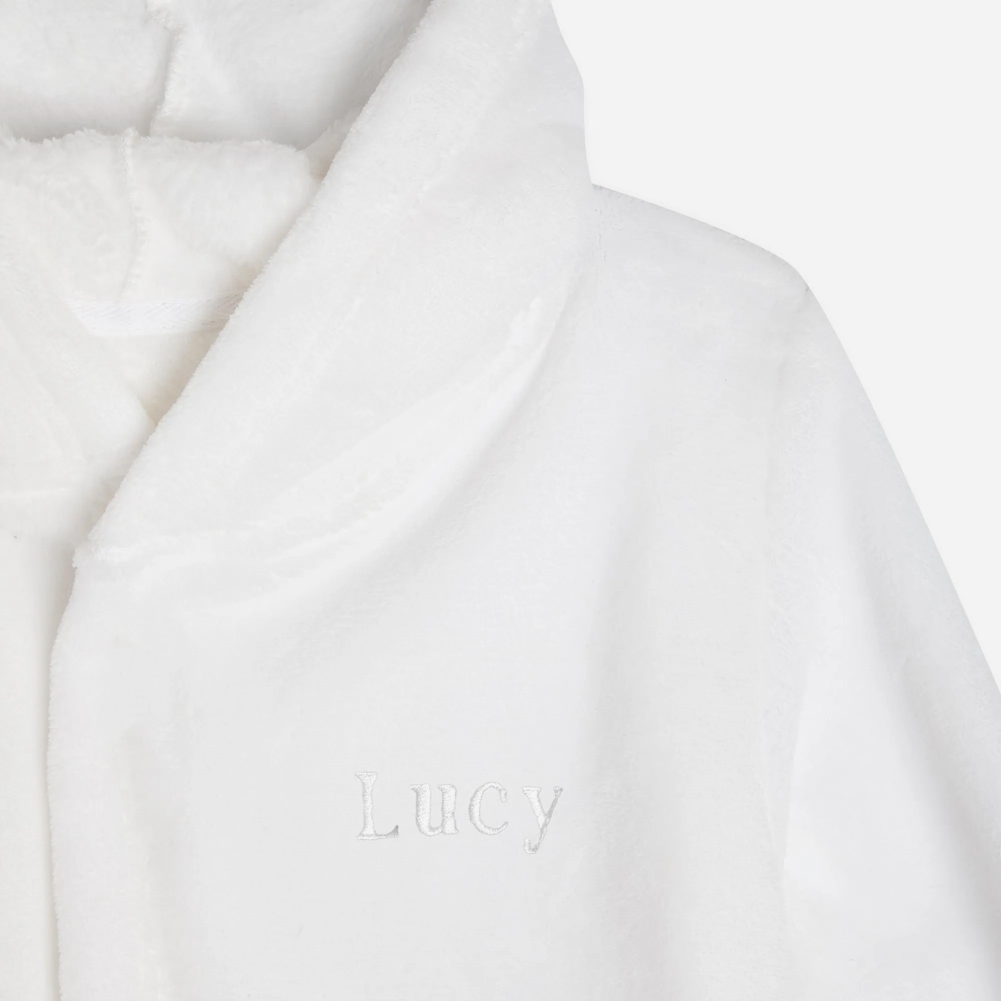 Embroidered White Classic Dressing Gown