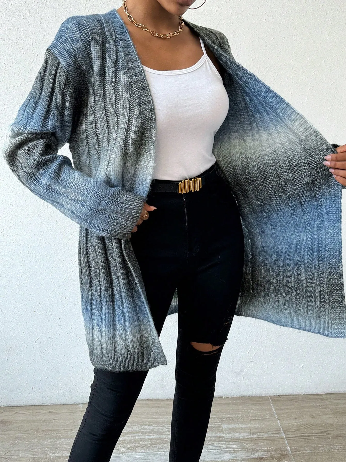 Essence Gradient Drop Shoulder Cardigan