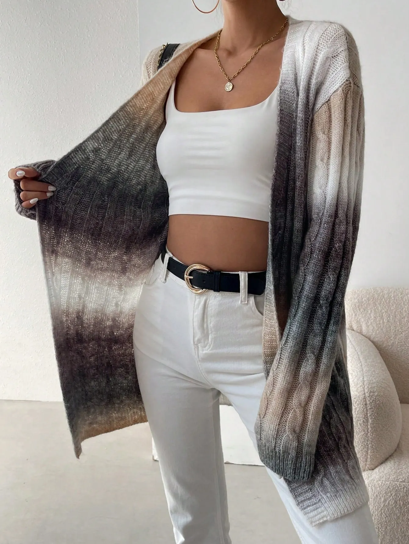 Essence Gradient Drop Shoulder Cardigan