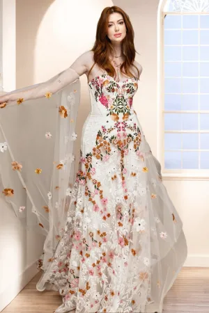Fancy Strapless Sweetheart Lace A Line Wedding Dress