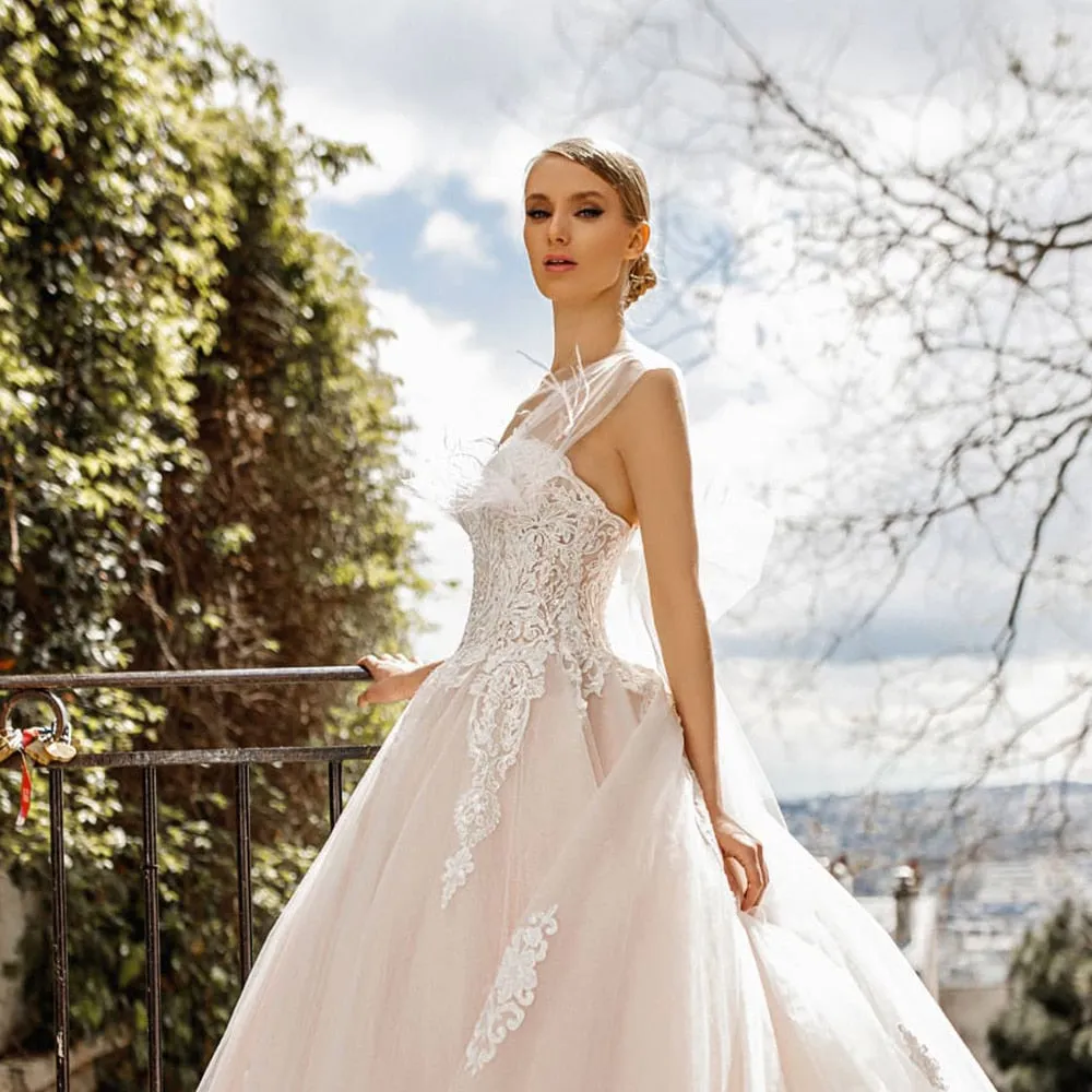 Feathers Princess Ball Gown Wedding Dresses Plus Size