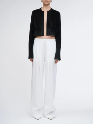 Flap Pocket Pleat Pant in White