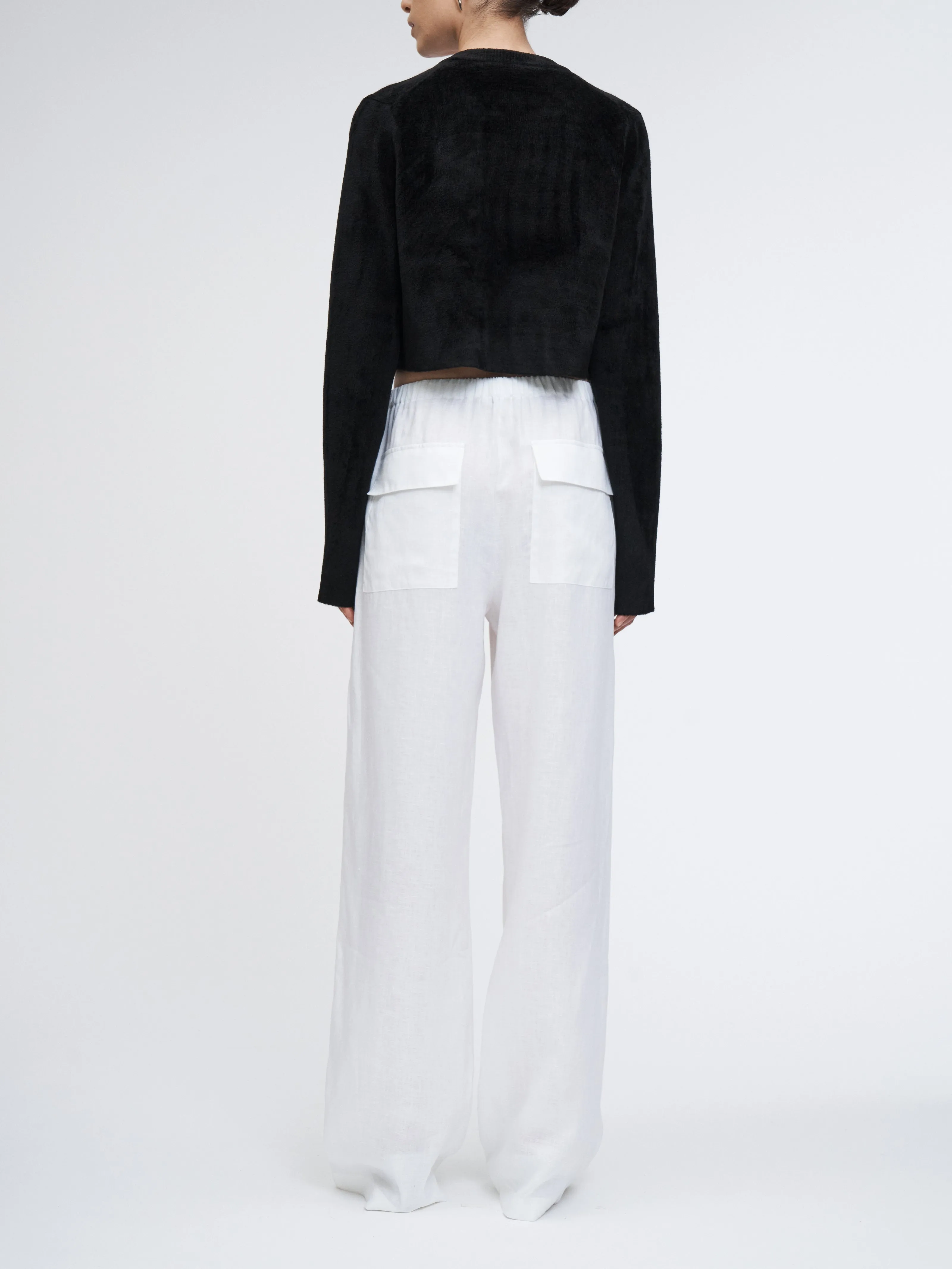 Flap Pocket Pleat Pant in White