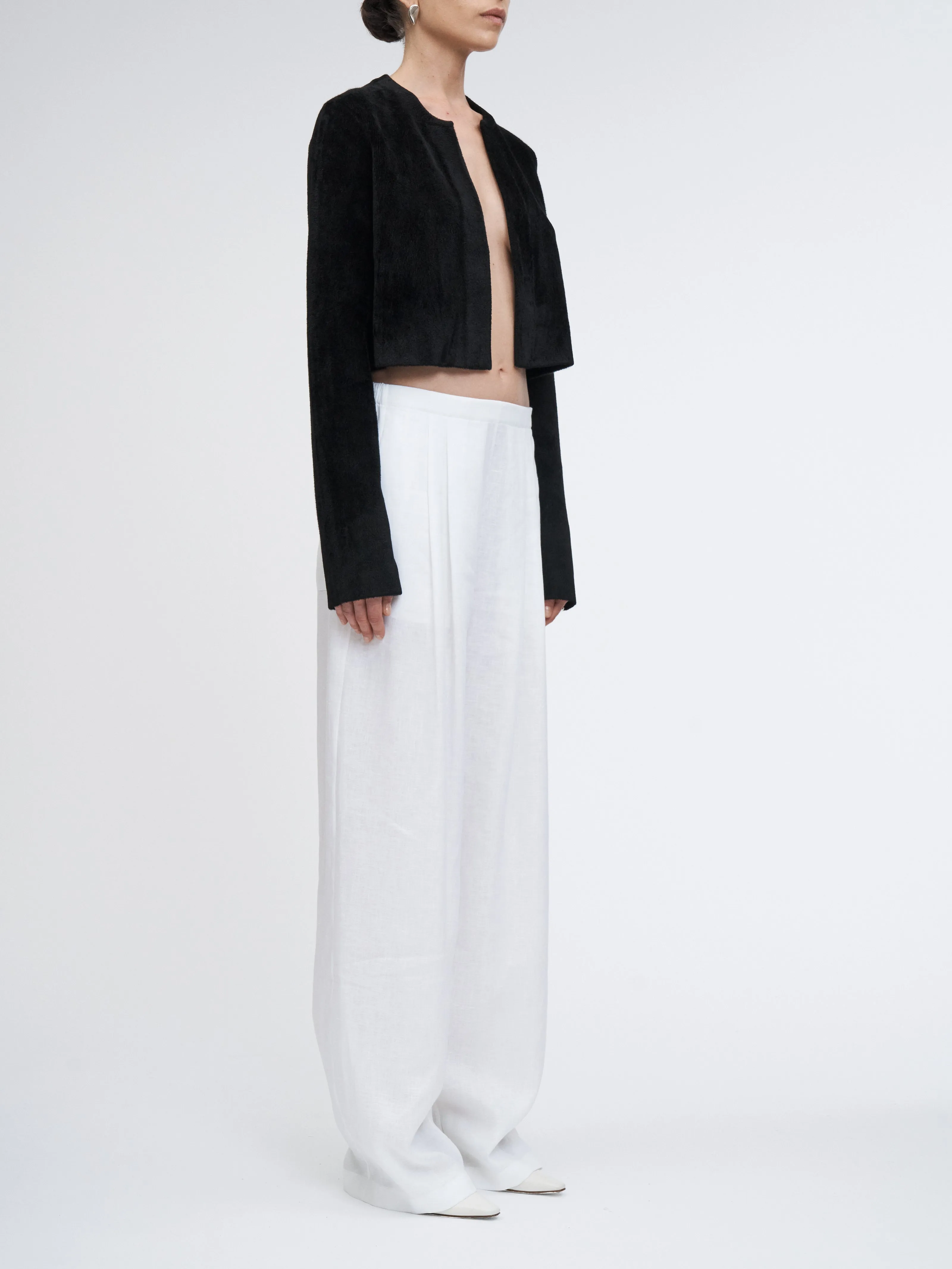 Flap Pocket Pleat Pant in White