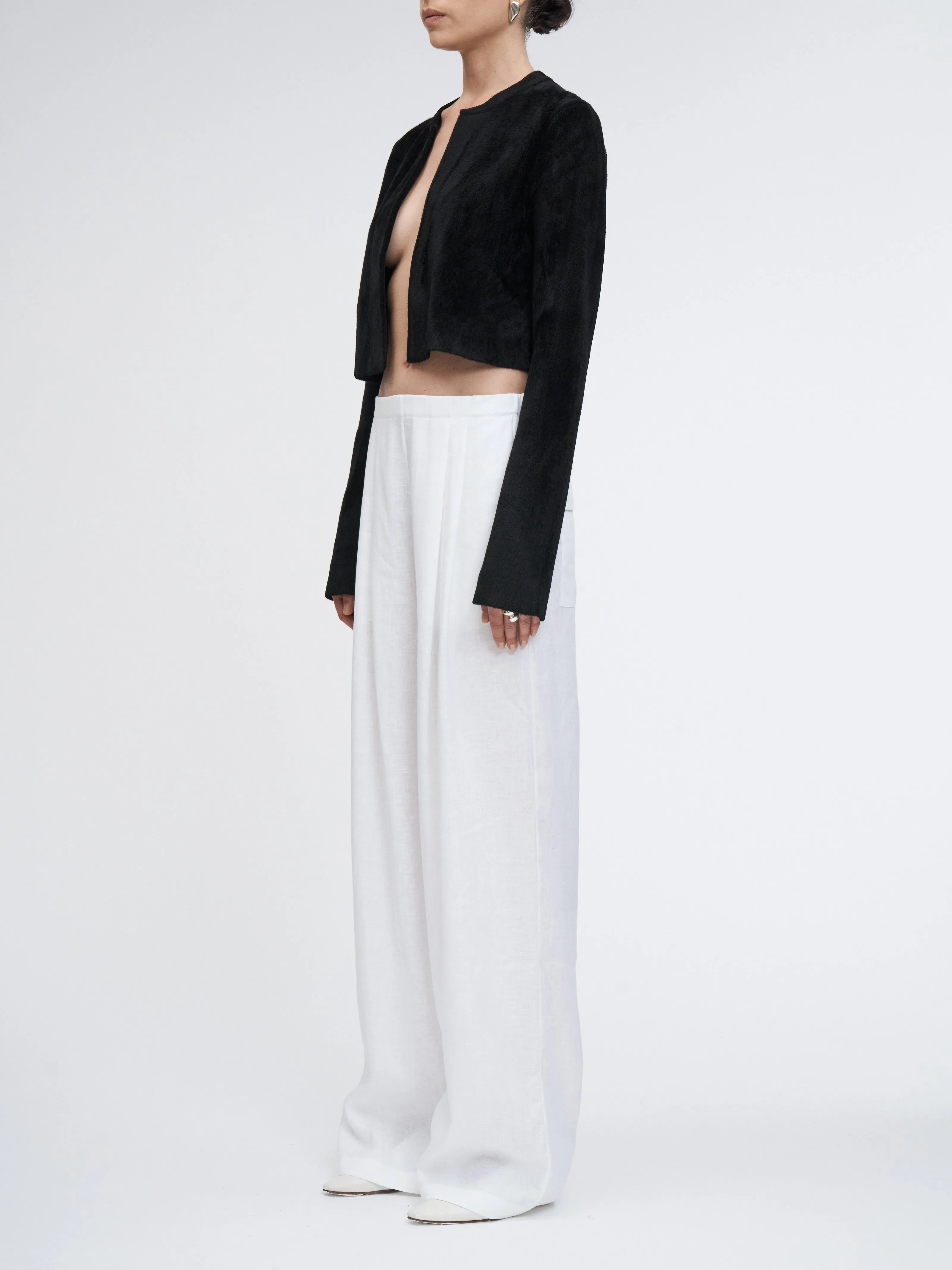 Flap Pocket Pleat Pant in White