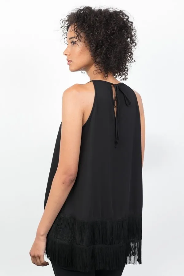 Fringe Hem Halter Top