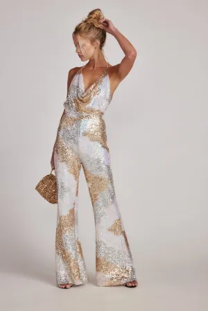 Genevieve Revolution Ivory Multi Jumpsuit
