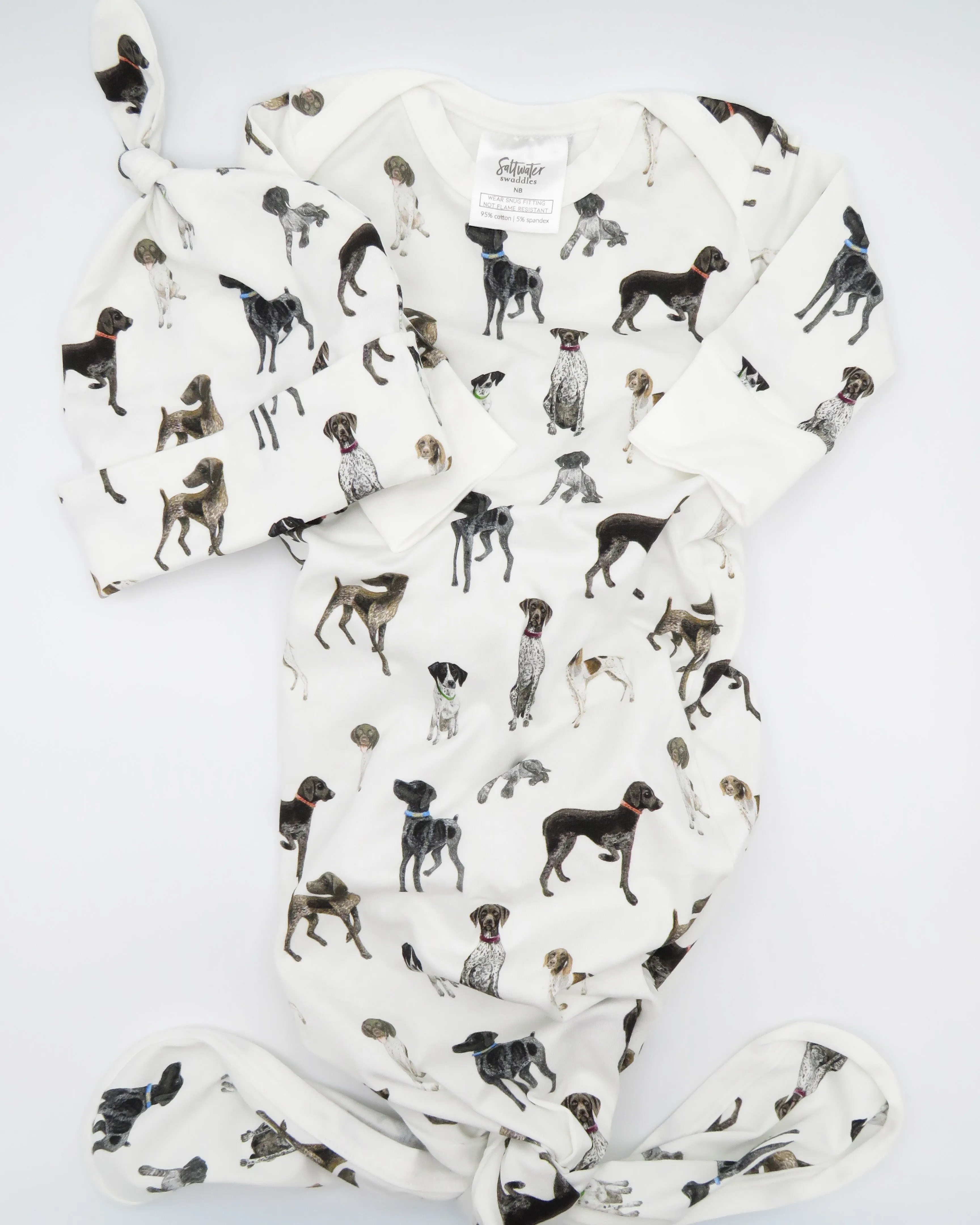 German Shorthaired Pointers - Newborn Gown   Hat
