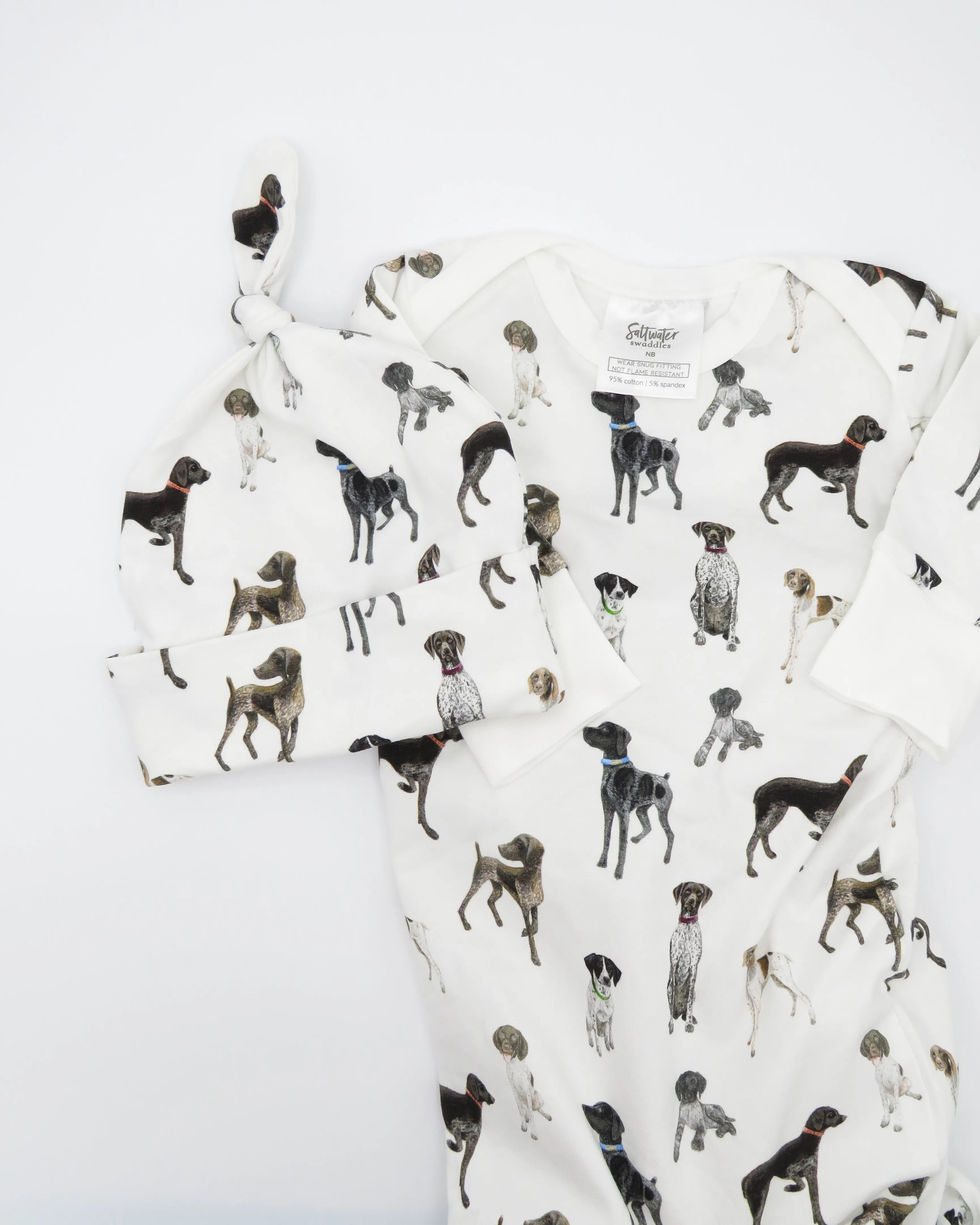 German Shorthaired Pointers - Newborn Gown   Hat