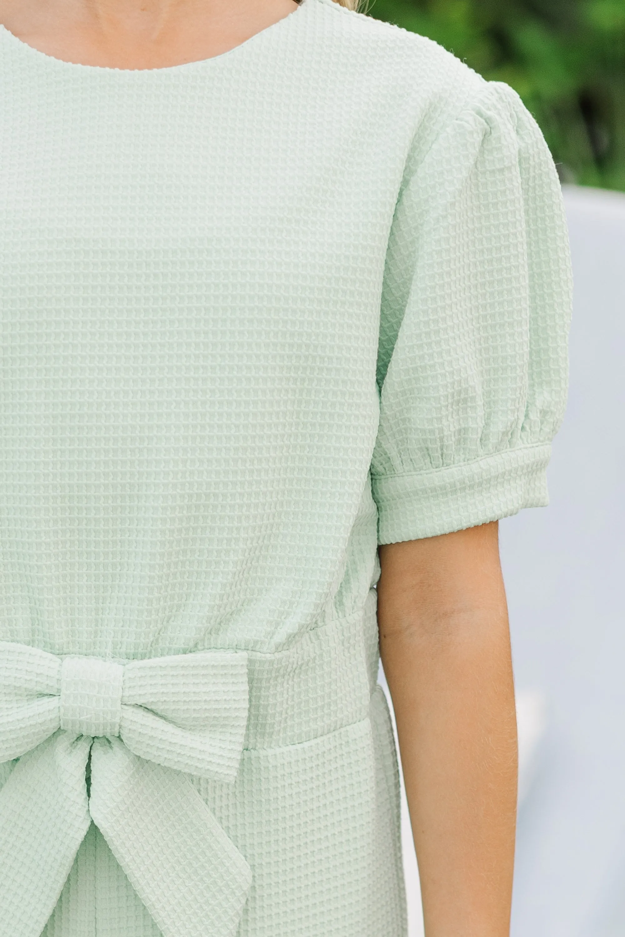 Girls: The Hailey Mint Textured Jumpsuit