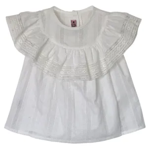 Girls White Frill Blouse