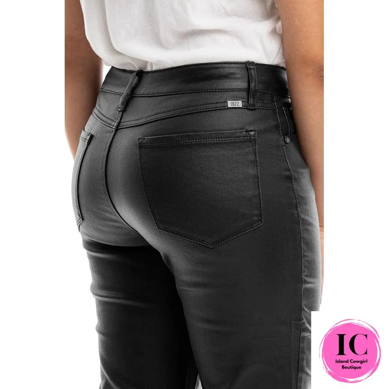 Going Out Black Faux Leather Bootcut Pants