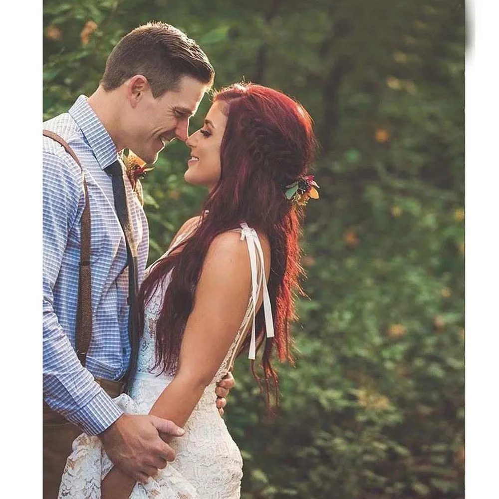 Gorgeous Deep V-neck Lace Mermaid Bridal Dress Custom Made Robe de Mariee Backless Long Train