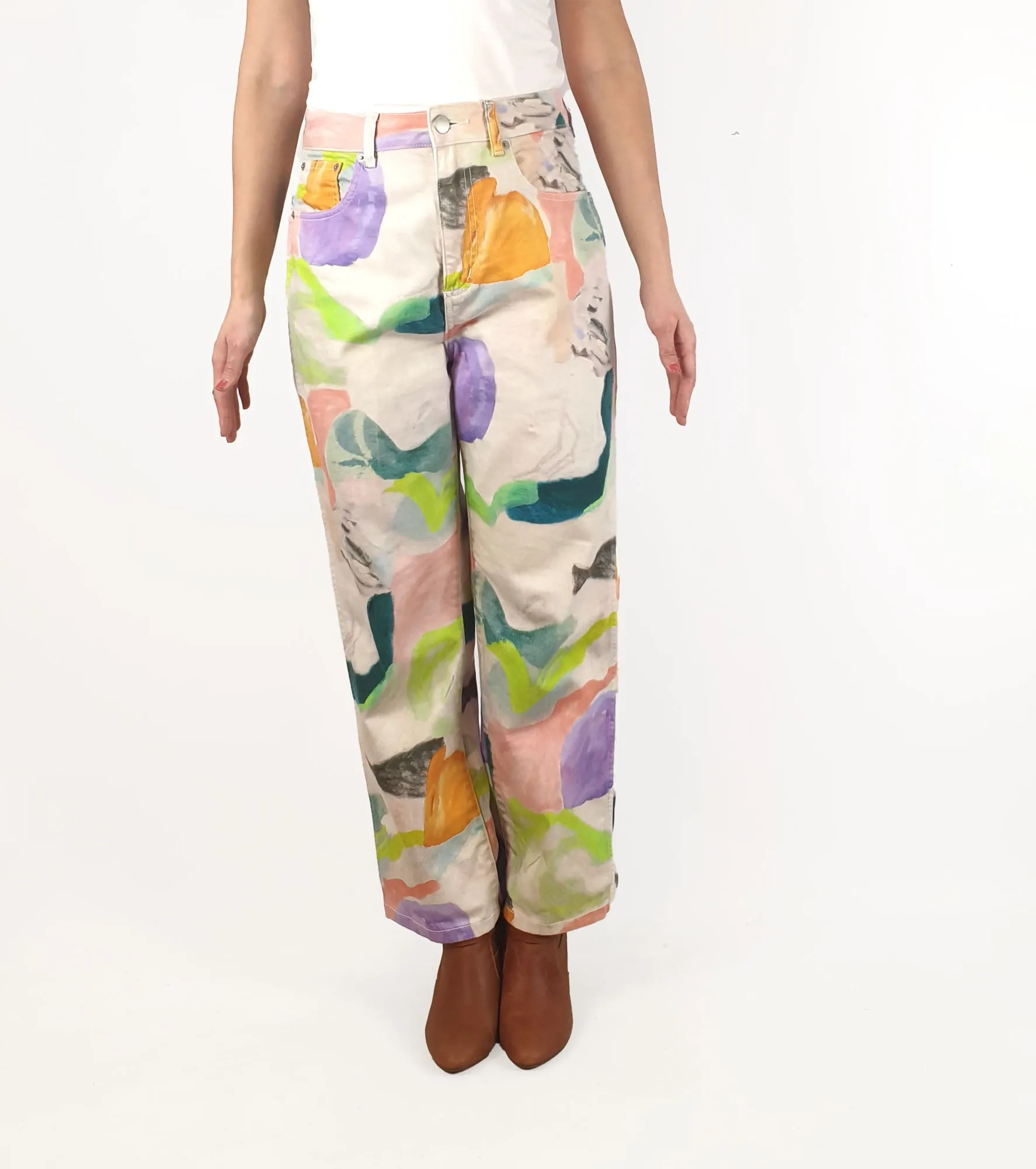 Gorman colourful straight leg jeans size 10
