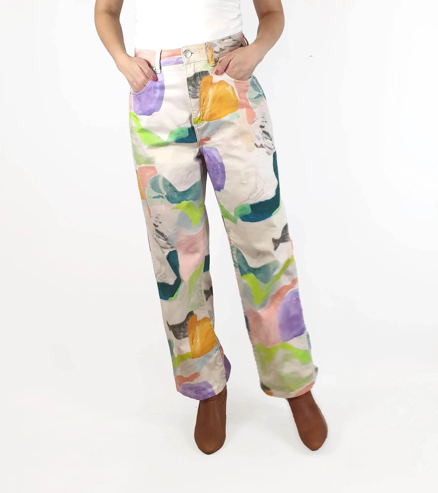 Gorman colourful straight leg jeans size 10