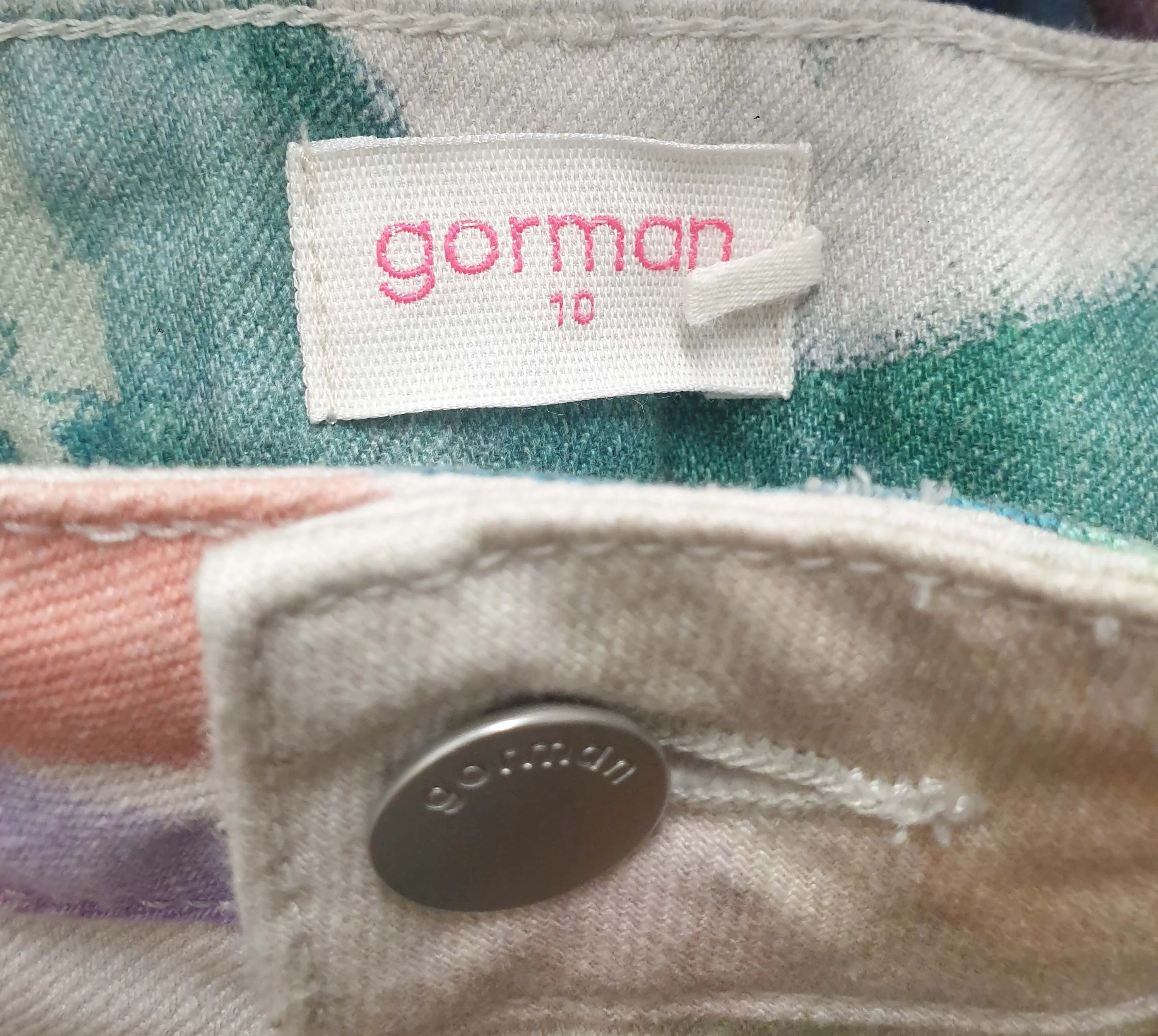 Gorman colourful straight leg jeans size 10